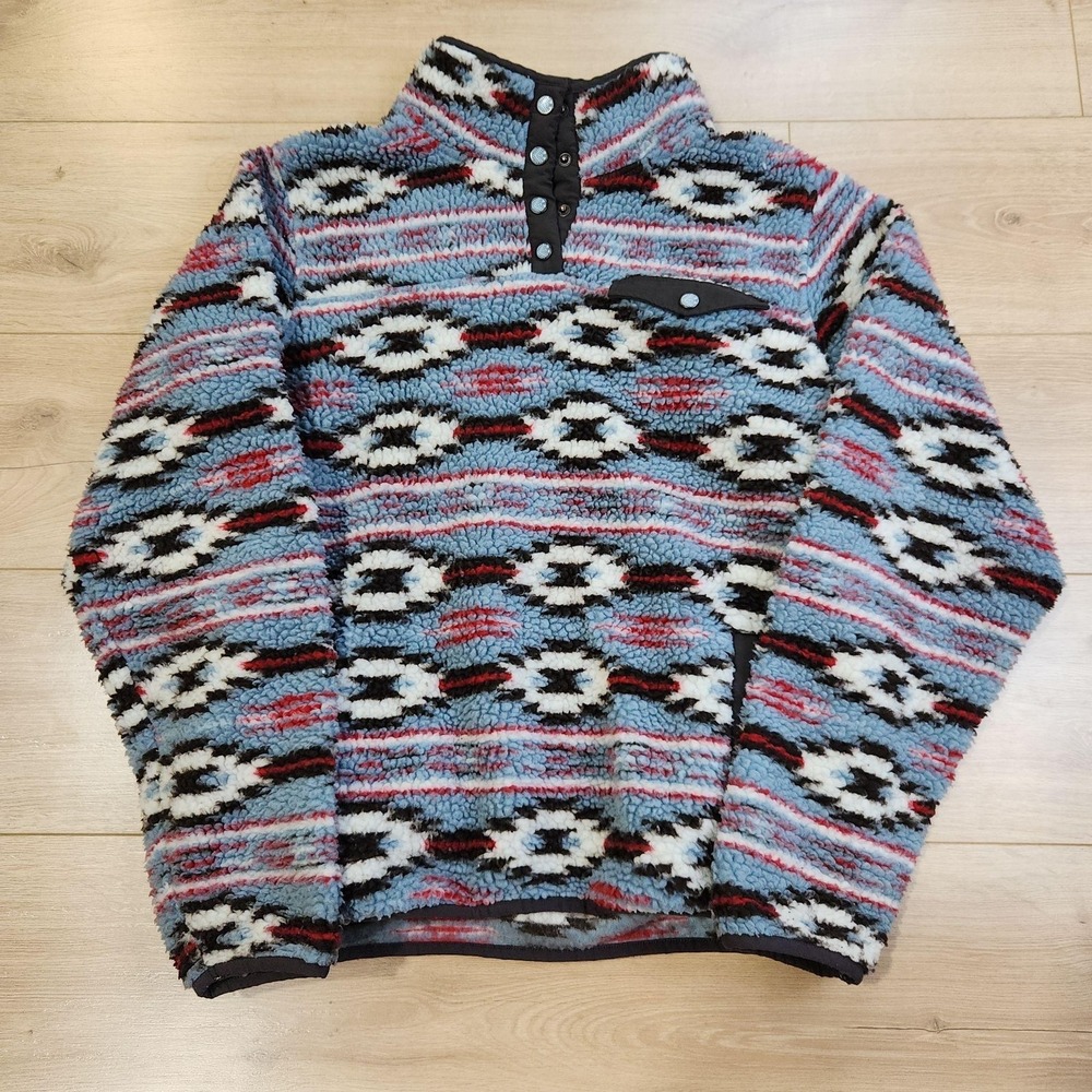 Cinch Sweater Womens Large Multicolor Fleece Aztec Mock Neck Pullover Western